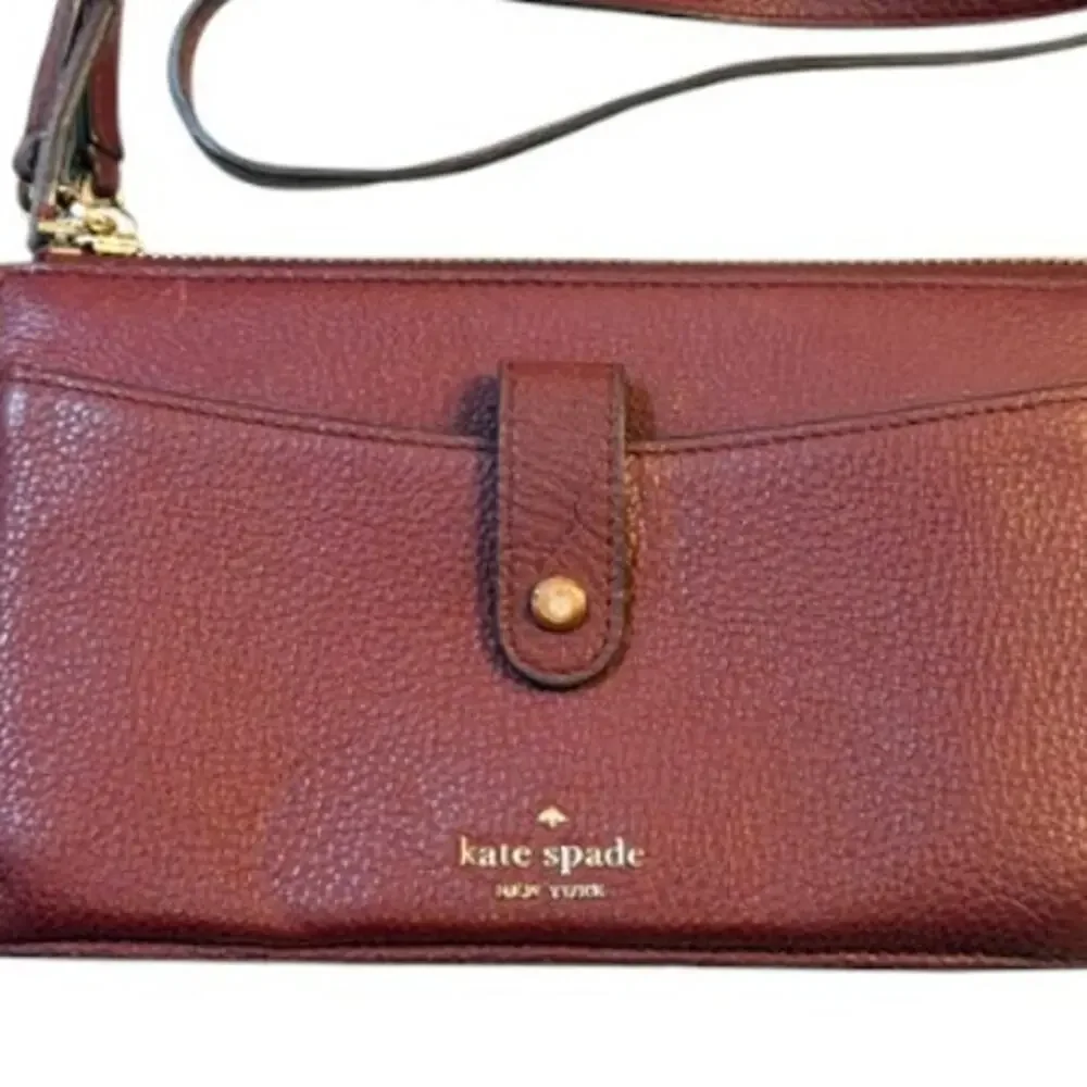 Kate Spade Alegra Larchmont Ave Burgundy Leather Crossbody Wallet Bag